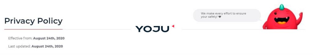 Privacy Policy YOJU casino